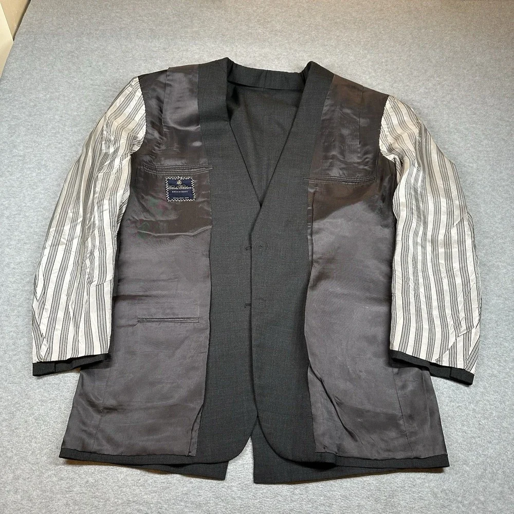Vintage Brooks Brothers BrooksEase Blazer Mens 43R Gray Wool 2‎ Button
